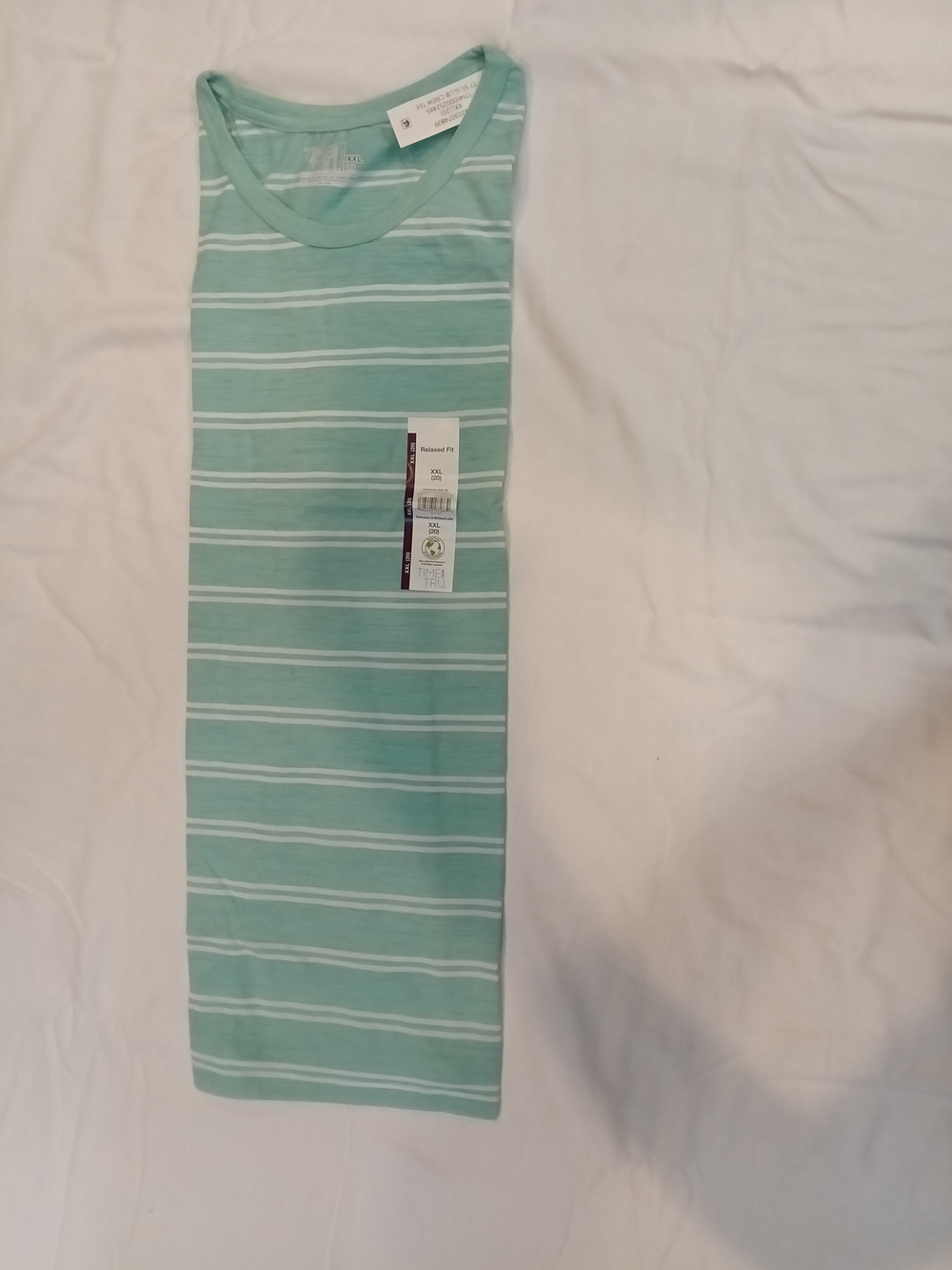 Time and Tru Mint and White Striped Short-Sleeve Tee